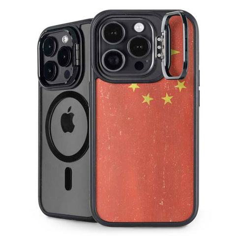 Chinese Flag Distressed iPhone 15 Pro Kickstand Case